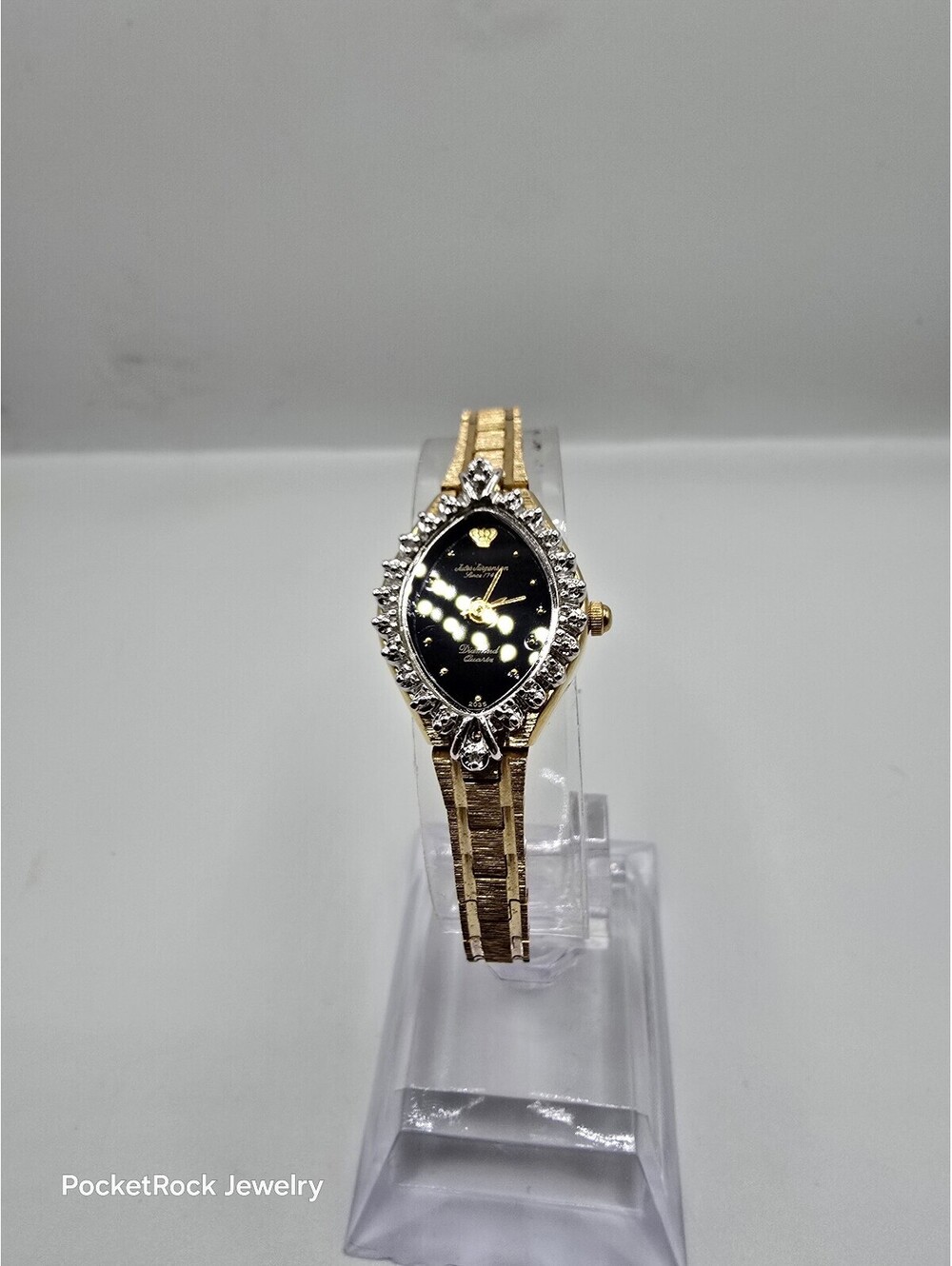 Jules Jurgensen Special Women’s Gold Tone Quartz Black Dial Diamond - Picture 2 of 8